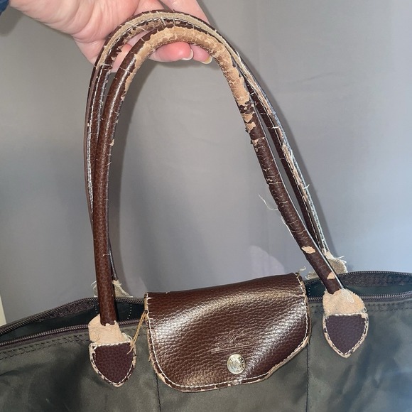 PROJECT Longchamp Le Pliage Modele Depose Brown Nylon Leather Shoulder Tote Bag - Picture 2 of 16